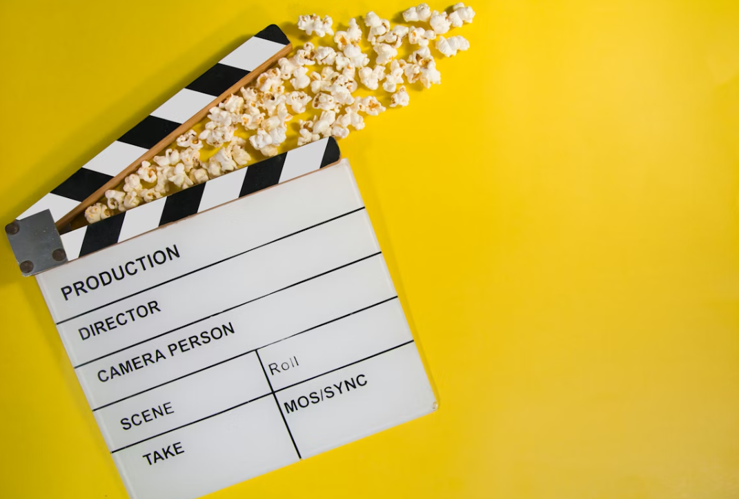 directors board with popcorn